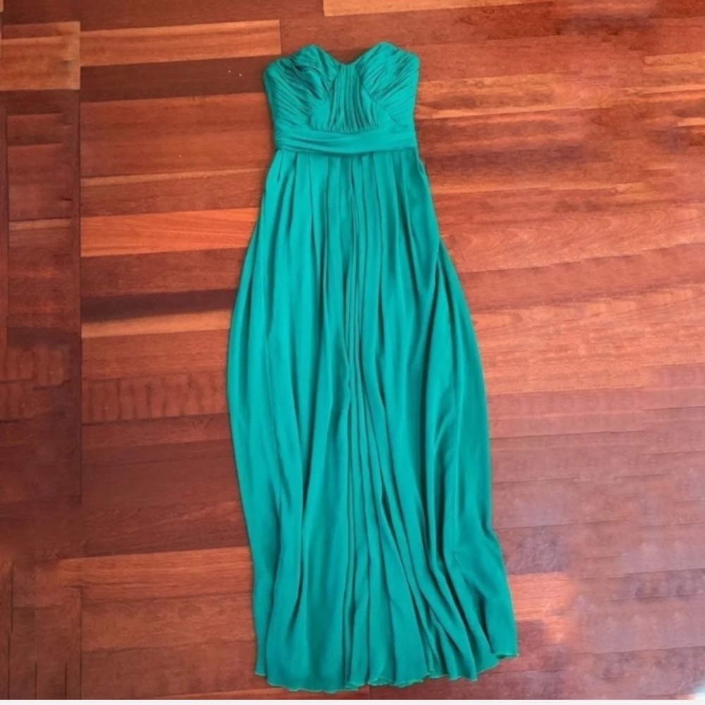 Badgley Mischka Green Teal Sweetheart Evening Gown - Picture 2 of 7